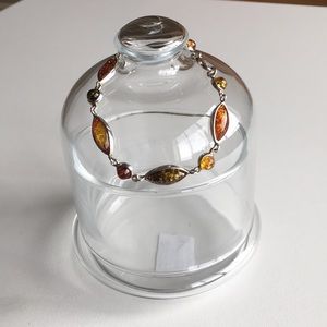 Sterling Silver and Multicolor Amber Bracelet